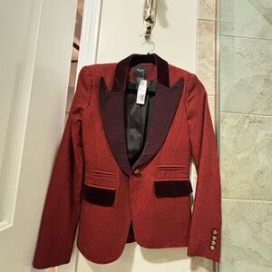 Smythe Burgundy and Black Herringbone Blazer